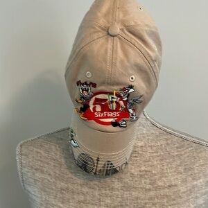 Six Flags tan youth baseball cap w/embroidery nice looking & in great condition